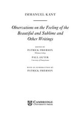 Cover of Observations on the Feeling of the Beautiful and Sublime